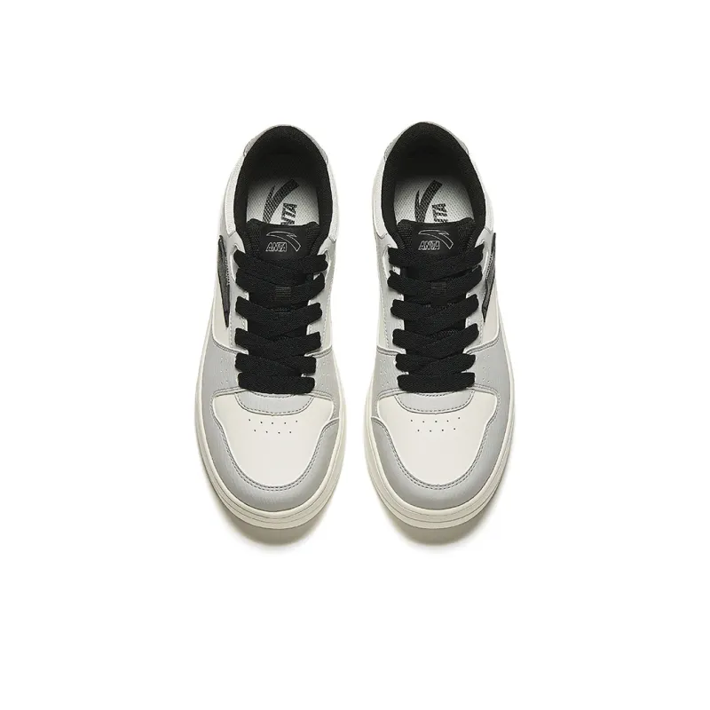 ANTA Life Collection Skateboard Shoes Men Low Top Ivory White/Microchip Gray/Black-2