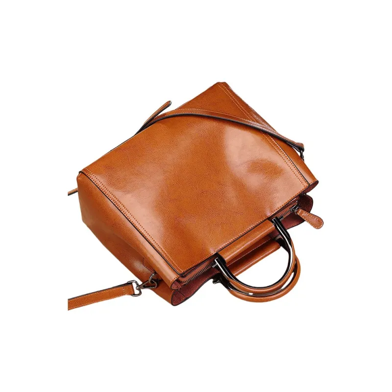 TTaG．baG Oil Wax Cow Leather Shoulder Bag, Crossbody Bag, Handbag Women's Brown/Burgundy/Black/Jasper-1