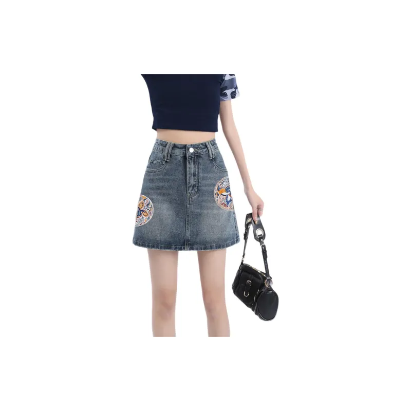 Weixi Denim Short Skirts Women's Blue-2