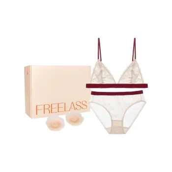 FREELASS Underwear Set Summer Women's Nipple Cover 1 Pair Included, Gift Box Set Burgundy
