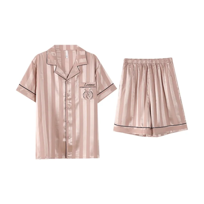 Qiao Ni Tong Pajama Set Men's Pink-0
