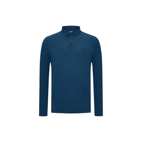 Biyin Leufen Polo Shirts Men Deep Lake Blue