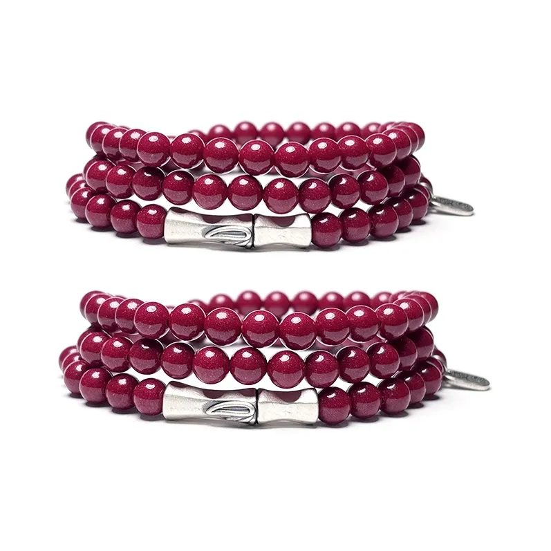 MOUNTAINS AND MANS Cinnabar Multi Wrap Stacking Fortune Beaded Bracelet Unisex-7