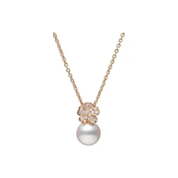 MIKIMOTO Pearl, Diamond 18K Pink Gold Pendants Women's Gold
