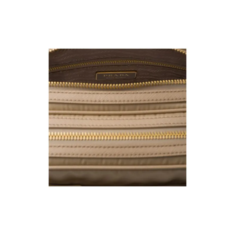 PRADA Re-Edition Recycled Nylon With Patchwork Leather Crossbody Bag Shoulder Bag Women's Camel Brown-3