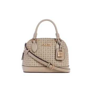 GUESS Faux Leather Dome Bag Shoulder Bag Crossbody Bag Handbag Mini Women's Light Brown