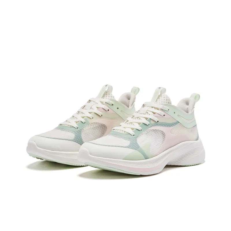 QIAODAN Light Speed 1.0 Cushioning Slip Resistant Low Top Running Shoes Women's White Green-2