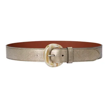 Ralph Lauren New Moon Shape Styling Pin Buckle Cow Leather Keratin Leather Belts Unisex Brown Width: 3.8CM
