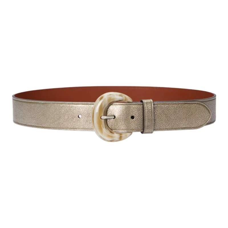 Ralph Lauren New Moon Shape Styling Pin Buckle Cow Leather Keratin Leather Belts Unisex Brown Width: 3.8CM-0
