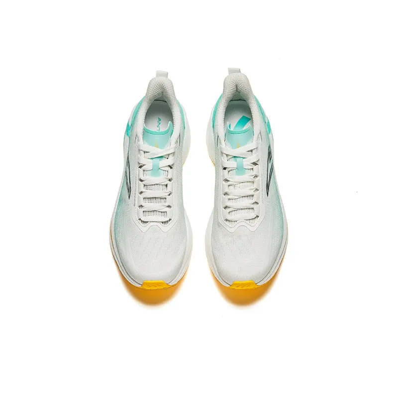 Anta Durable Lightweight And Breathable Low Top Running Shoes Men's Papyrus White Fluorescent Aqua Green-2