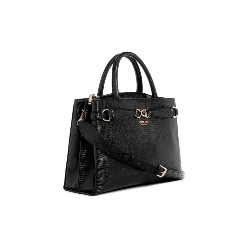 GUESS Imitation Lizard Embossed Leather Handbag Shoulder Bag Crossbody Bag Women's Black-1
