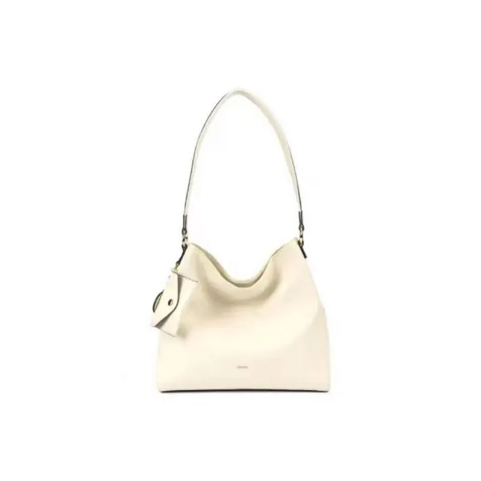HONGU Genuine Leather Tote Bag, Shopping Bag, Handbag, Shoulder Bag Women's Light Brown/Pitch Black/Ecru-1