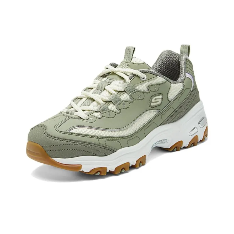 Skechers DLITES Anti Slip And Wear Resistant Breathable Low Top Casual Running Shoes Women's Green White-2