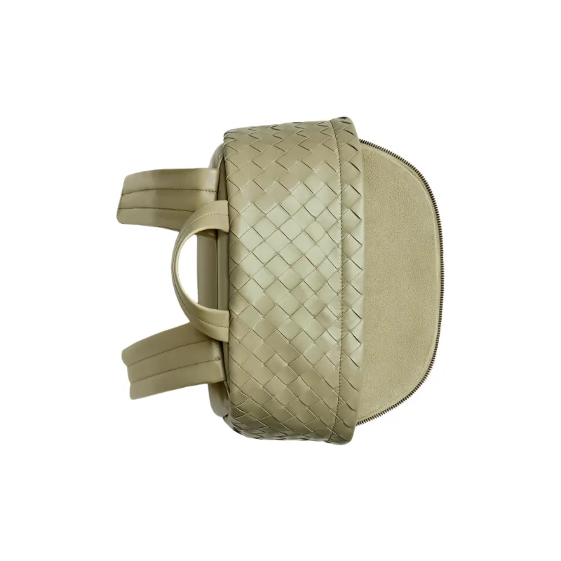 Bottega Veneta Silver Finish Cow Leather Backpack Medium Size Men's Cave Stone Green-2