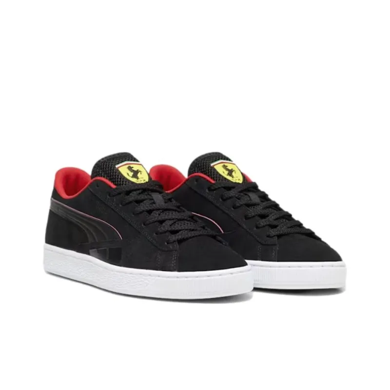 PUMA Suede Anti Slip Wear Resistant Low Top Skateboard Shoes Unisex Black Red-3