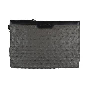 Jimmy Choo Grained Leather Clutch Men's Gray