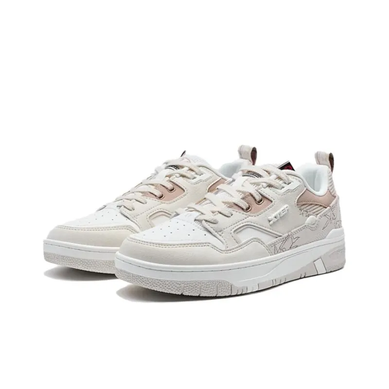 XTEP New Dawn Anti Slip Wear Resistant Low Top Skateboard Shoes Women's White Brown-2