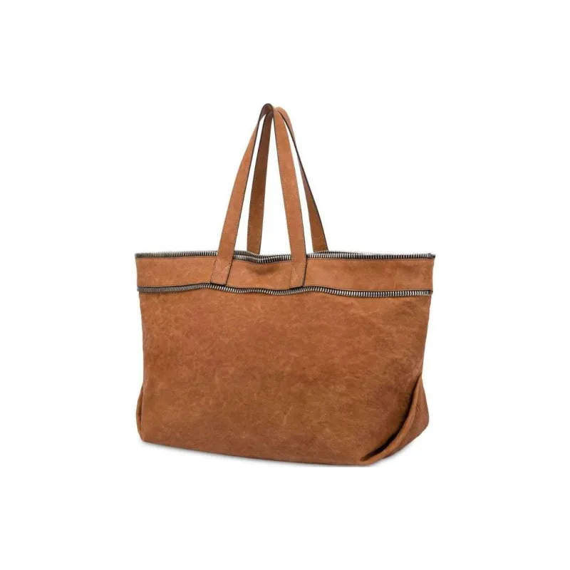 MOSCHINO Decorative zips Leather Tote Bag-2
