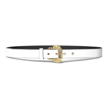 VERSACE Solid Color Design Pin Buckle Cow Leather Polyurethane Polyester Cotton Leather Belts Women's White Width 2.7CM
