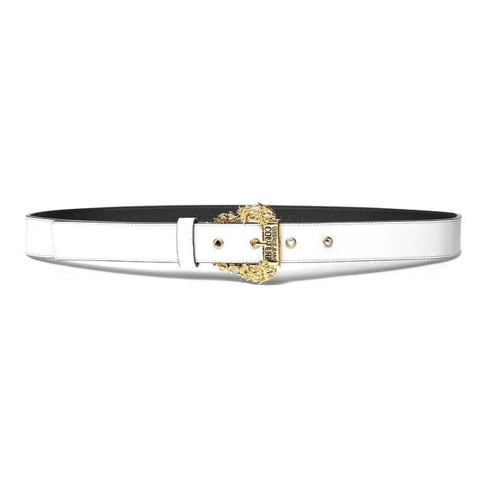 VERSACE Solid Color Design Pin Buckle Cow Leather Polyurethane Polyester Cotton Leather Belts Women's White Width 2.7CM-0