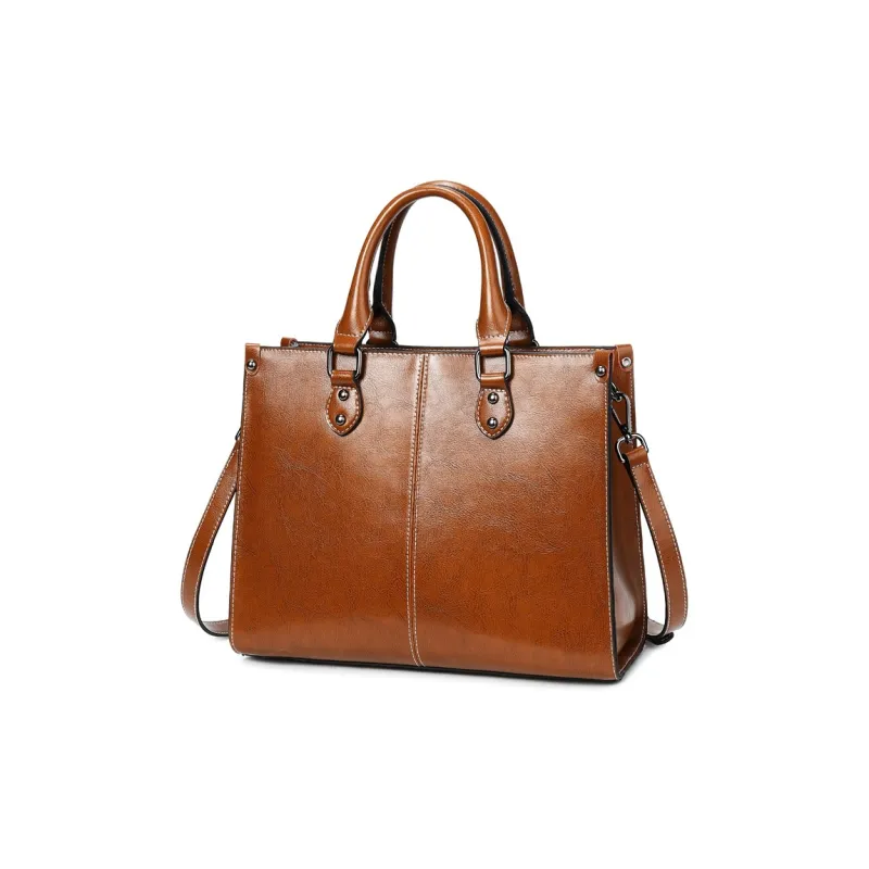 TTaG．baG Waxed Cow Leather Shoulder Bag Women's-9