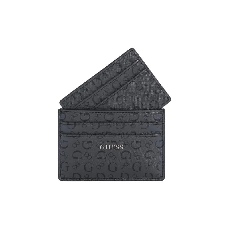 GUESS Faux Leather Card Holder Men's Black-0