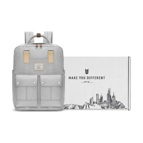 MYD Polyester Backpack Laptop Bag Medium Size Unisex Coconut Ash