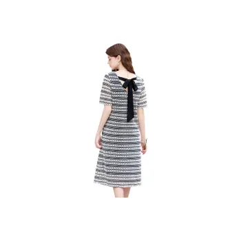 TOUCH Short-Sleeved Dresses Women's Black Beige Stripes