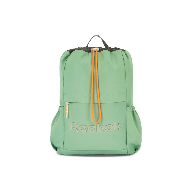 Reebok Fabric Casual Drawstring Backpack Medium Size Women's Cream White/Light Pink/Matcha Green-9