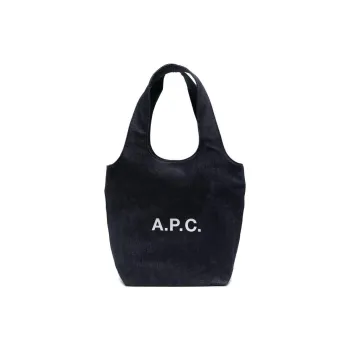 A.P.C Ninon Logo Printed Denim Small Tote Bag