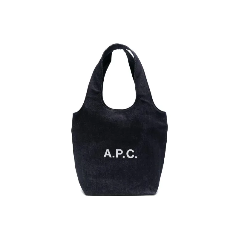 A.P.C Ninon Logo Printed Denim Small Tote Bag-0