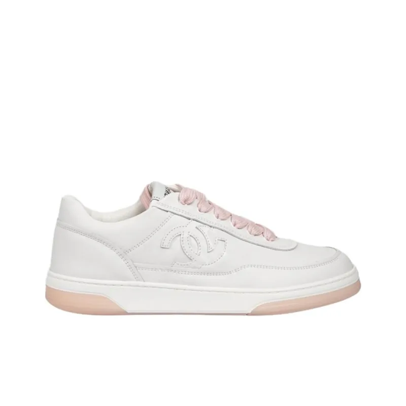 CHANEL Low Top Skateboard Shoes Women's White Pink-1