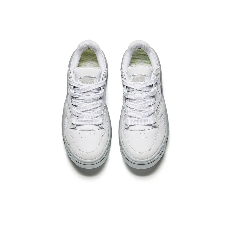 Anta Egg Baby Shoes 2.0 Height Increasing Lightweight Low Top Skateboard Shoes Women's Pure White-2