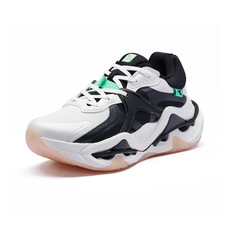 361° Wind Whirlpool Cushioning Lightweight Low Top Casual Running Shoes Men's White Black-2