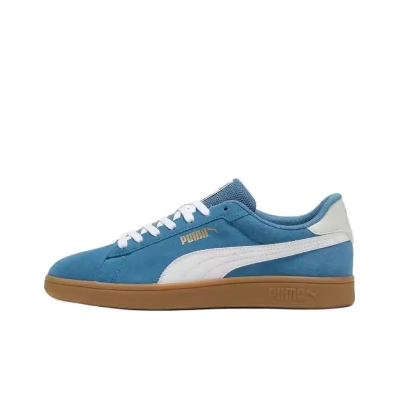 PUMA Smash 3.0 Anti-Slip Wear-Resistant Low-Top Skateboard Shoes Unisex Blue White-0