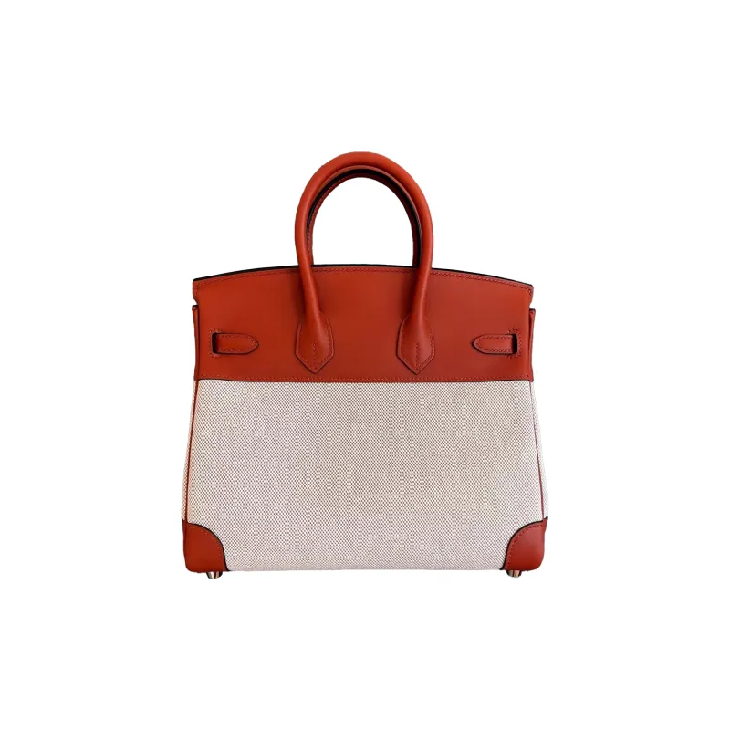 HERMES Birkin Canvas With Leather Canvas Bag Handbags Women's 6C Pumpkin-1