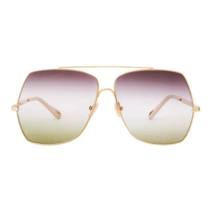 Chloe Metal Acetate Bio Based Nylon Aviator Sunglasses Women's Gold-1