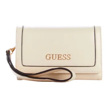 GUESS Faux Leather Cell Phone Pouch Clutch Women's Gray White