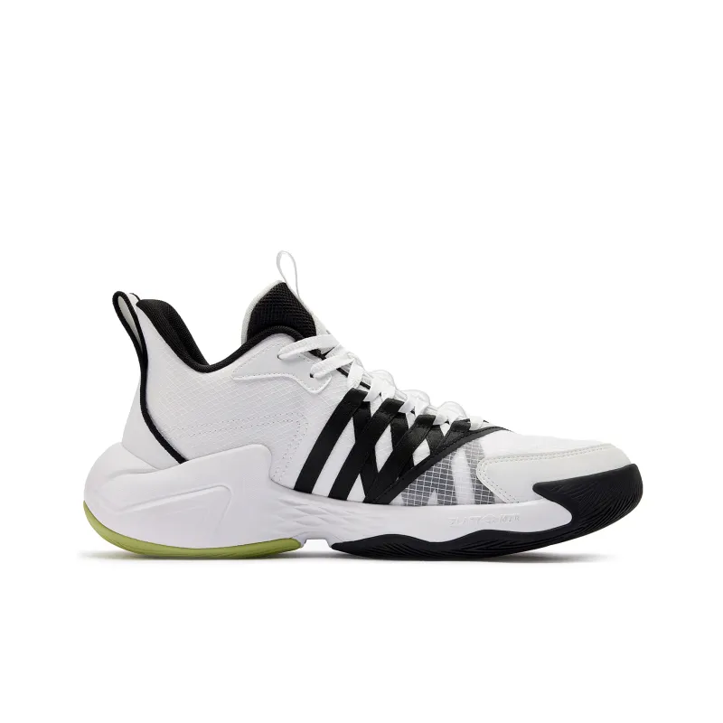 QIAODAN Anti Slip Wear Resistant Low Top Basketball Shoes Men's Black White-1