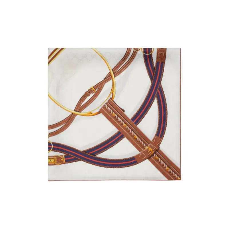 GUCCI Horsebit print Silk Scarf-1