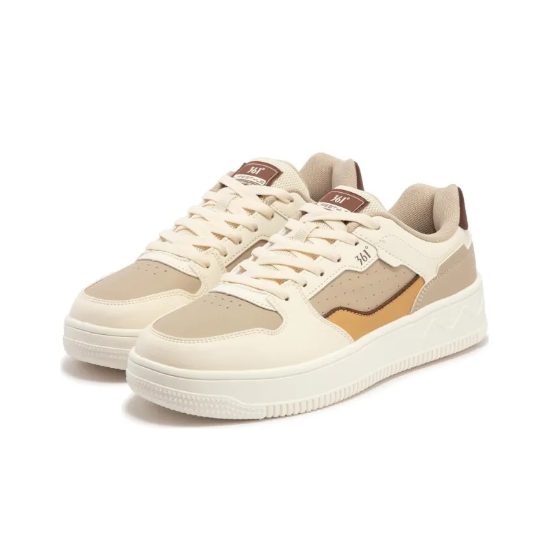361° Slip-Resistant Cushioning Low-Top Skateboard Shoes Men's Beige Umber Yellow-3