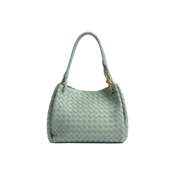 Bottega Veneta Lambskin Handbag Shoulder Bag Large Size Women's Sage Green