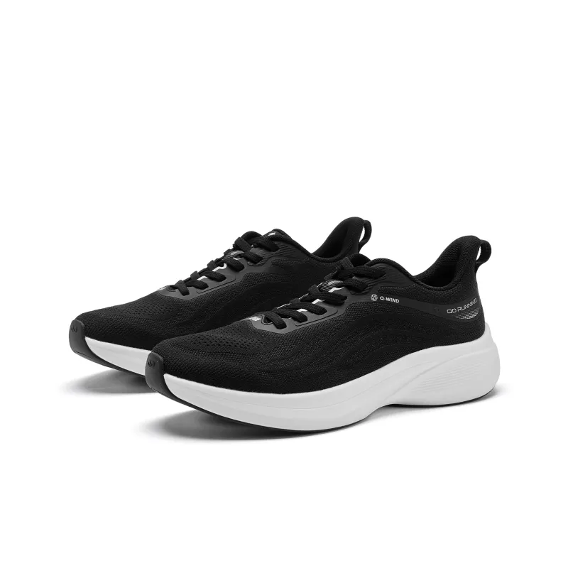 QIAODAN Sigh 5.0 Cushioned Slip-Resistant Low-Top Running Shoes Men's Black White-2