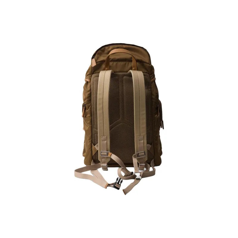 PRADA Recycled Nylon With Patchwork Leather Backpack Men's Brown-2