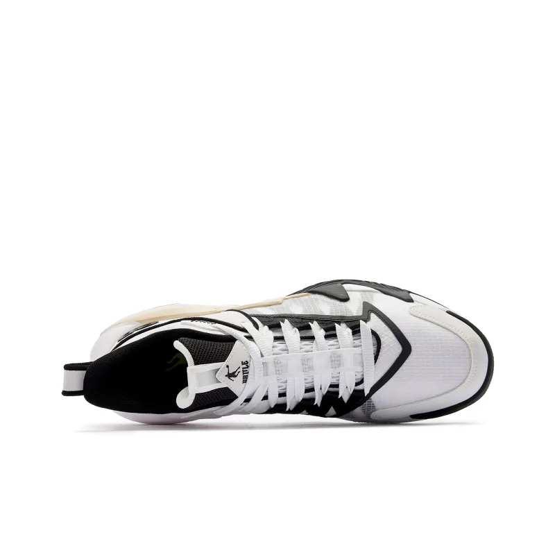 QIAODAN Anti Slip Wear Resistant Low Top Basketball Shoes Men's Black White-3