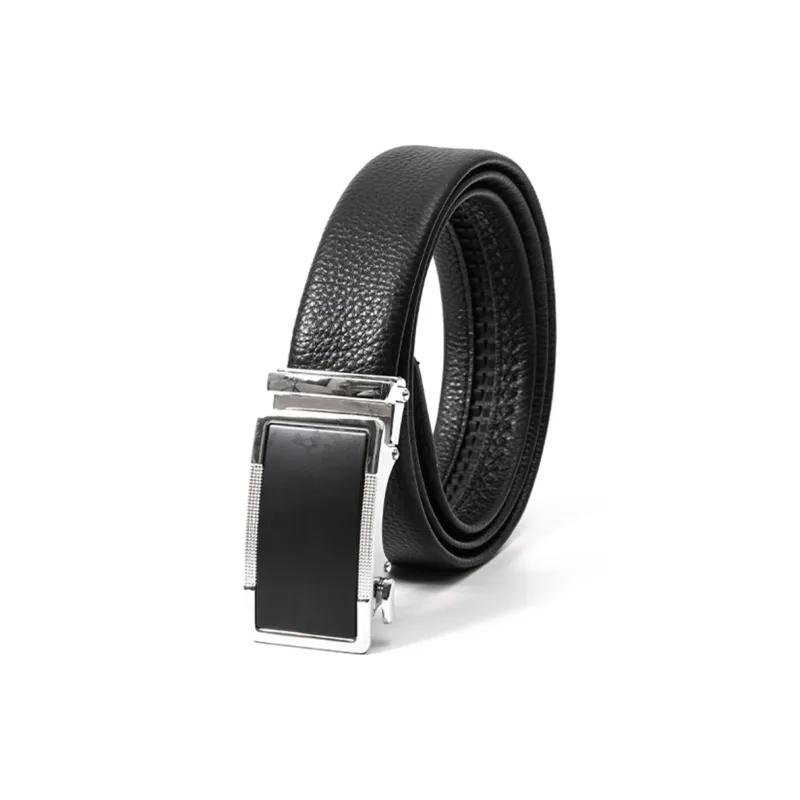 BAIJUAN Casual Versatile Trimming Automatic Buckle Cow Leather Belt Width 3.5CM Men's Belt For Men Leather Belts Men's-0