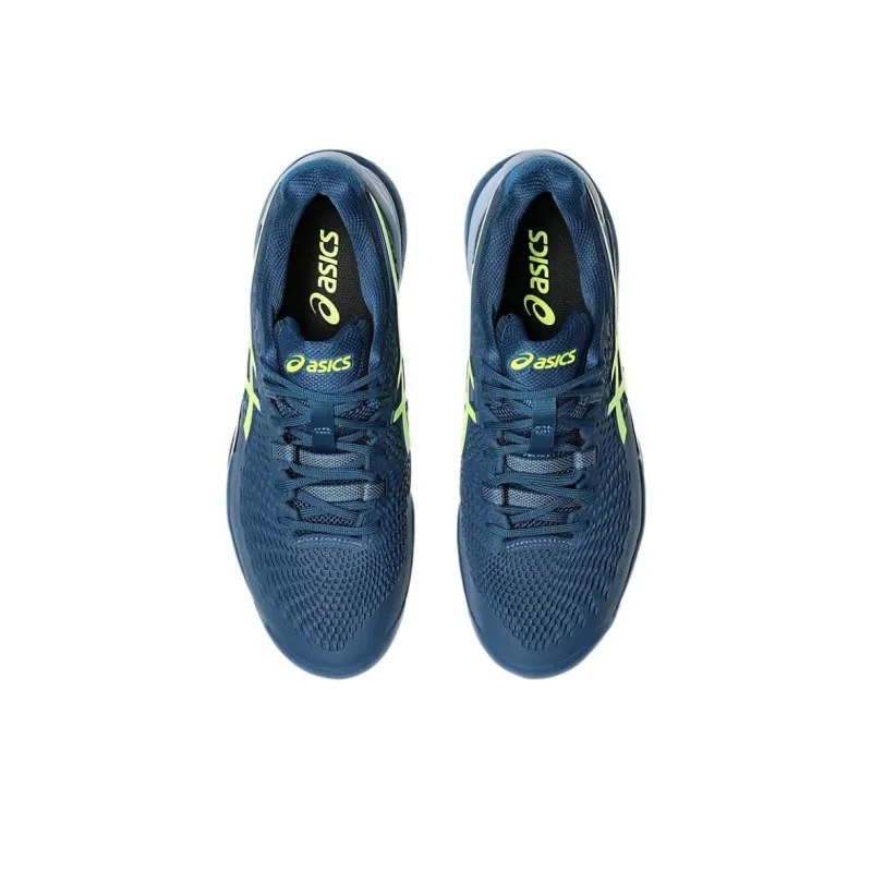 Asics Gel Resolution 9 Anti Slip Wear Resistant Low Top Tennis Shoes Men's Blue Yellow-3