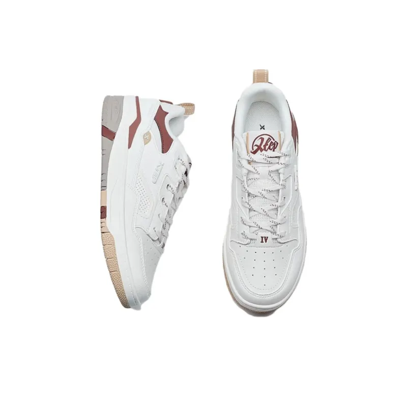 XTEP New Dawn Slip Resistant Low Top Skateboard Shoes Women's White Red-3