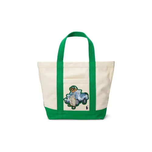 Polo Ralph Lauren Fabric Tote Bag Shopping Bag Shoulder Bag Handbag Small Size Unisex Trefoil Green
