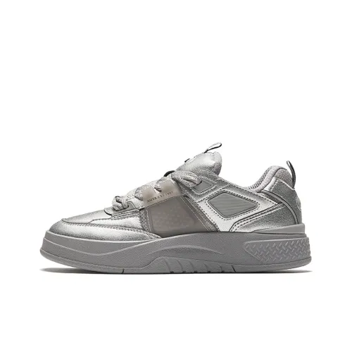 ANTA Skateboard Shoes Women's Low-Top Dove Gray/Metallic Titanium